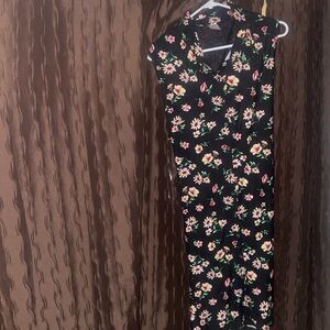Black floral print long dress